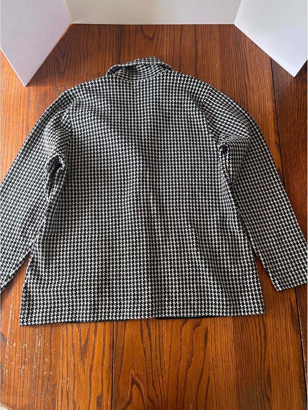 Chaps Womens XXL Houndstooth Knit Cardigan Sweater Blazer Dark Academia New